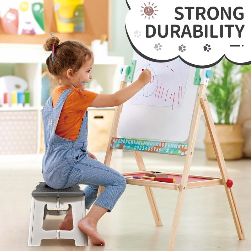 CasaZenith Step Stool Foldable, 9'' Folding Step Stool for Kids & Adults, Hold Up to 300lb, Lightweight Small Collapsible Step Stools with Handle, Stepping Stools Suitable for Kitchen Bathroom (Gray) - Image 4